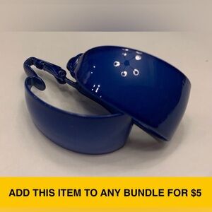 #J951 - VTG Leverback (Not Pierced) Navy Blue Tapered Hoop Earrings